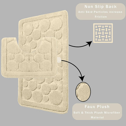 Cali Bubbles 2 Piece Bath Mat & Pedestal Set Non Slip Soft Absorbent Toilet Bathroom Mats Sets