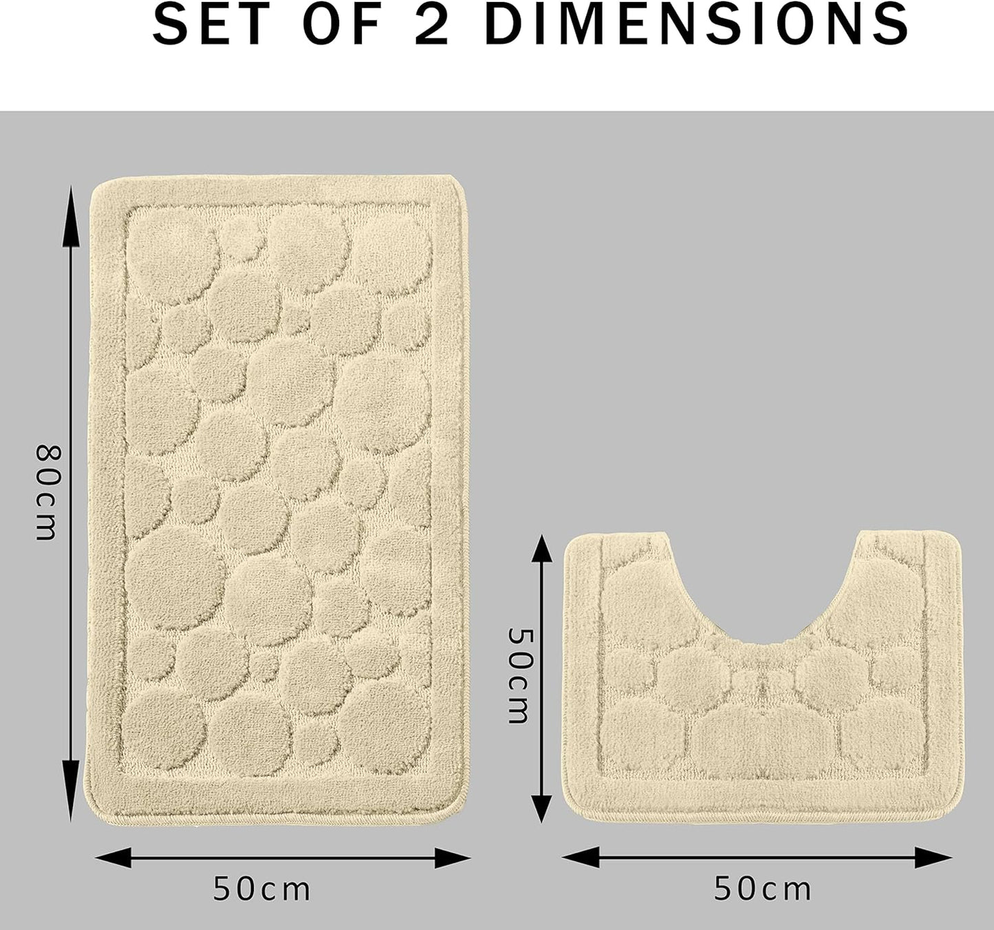 Cali Bubbles 2 Piece Bath Mat & Pedestal Set Non Slip Soft Absorbent Toilet Bathroom Mats Sets