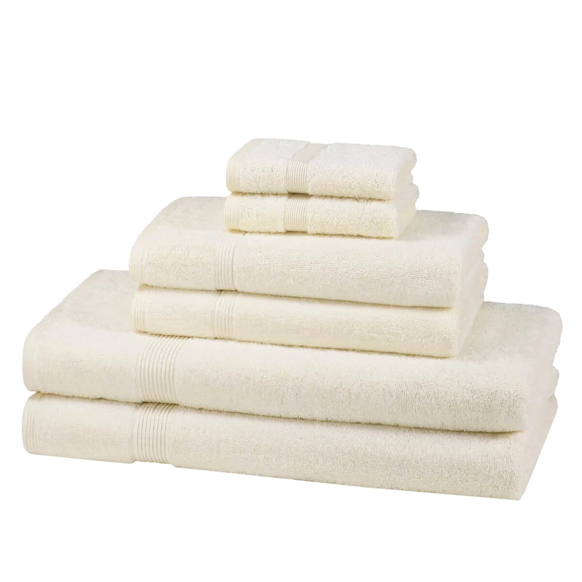 600GSM cotton 6 piece towel bale set in Cream — timeless neutral bathroom towel bundle
