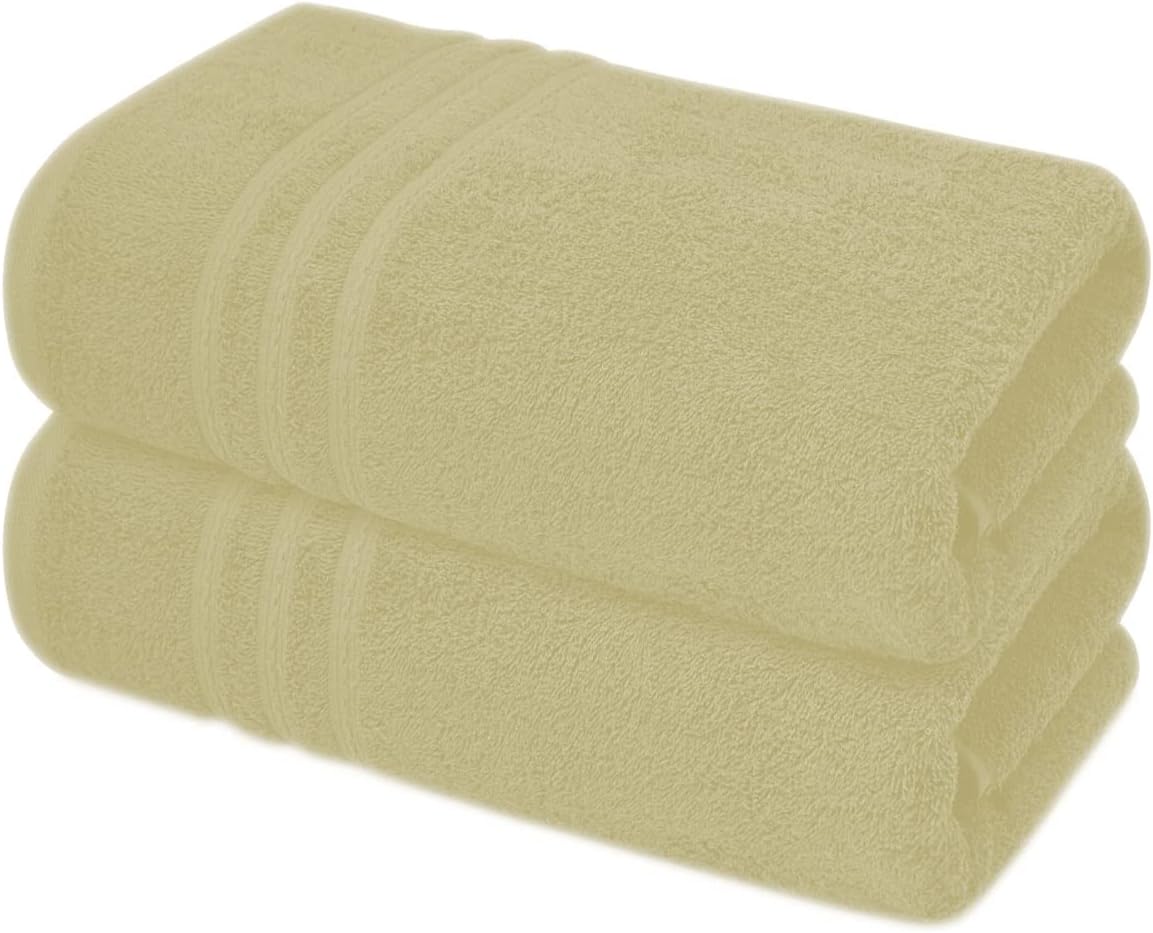 Pack of 2 Extra Large Jumbo Bath Sheets - Beach Towels 100% Cotton  Huge Size (85 x 200 cm)
