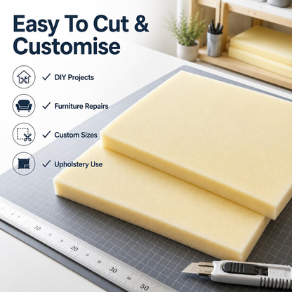 Memory Foam Upholstery Cut To Size Foam Medium Density Sheets Suited for Cushions Bed Sofa Chair Seat Pads - Yellow