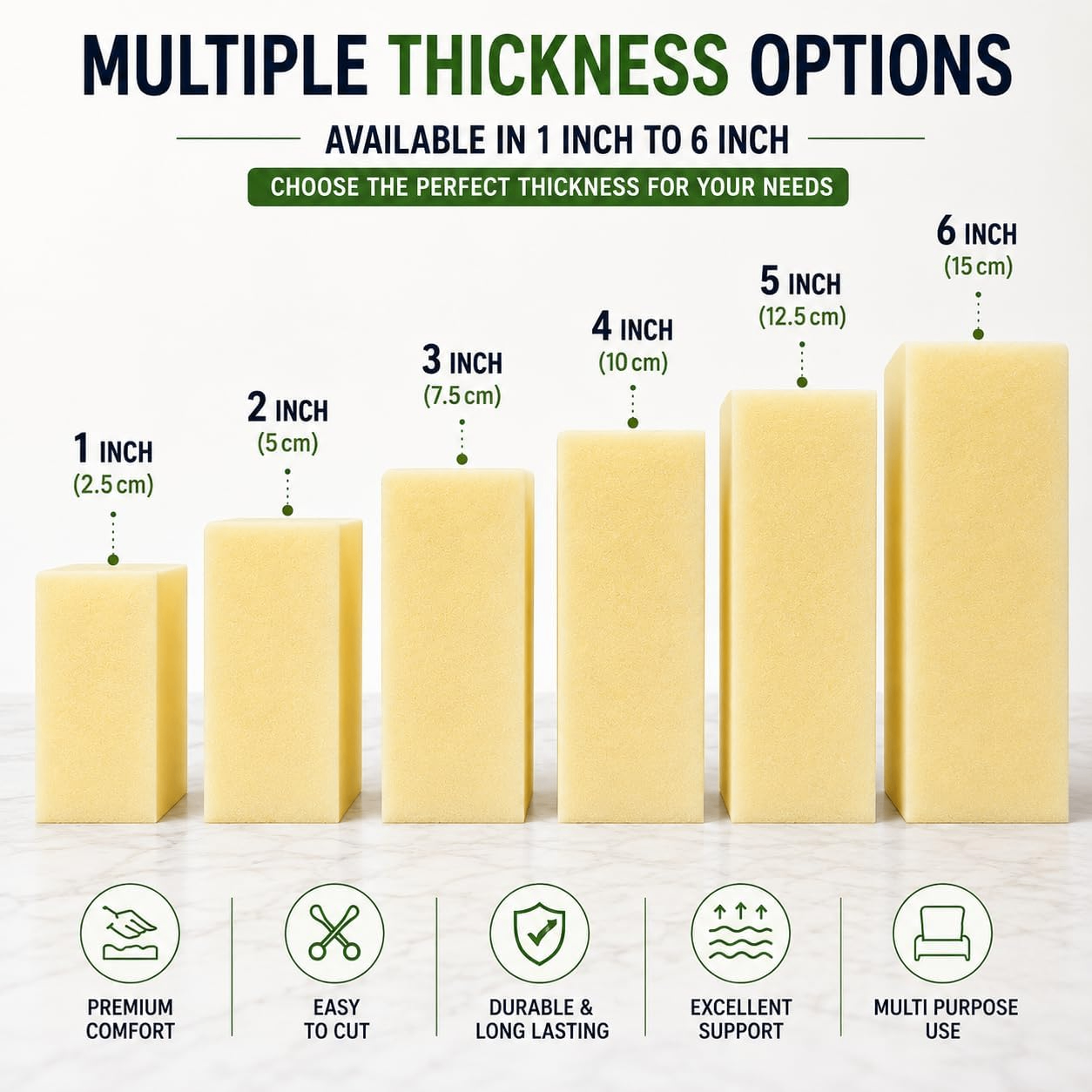 Memory Foam Upholstery Cut To Size Foam Medium Density Sheets Suited for Cushions Bed Sofa Chair Seat Pads - Yellow