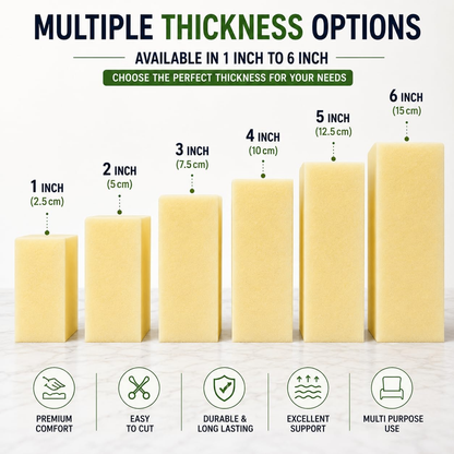 Memory Foam Upholstery Cut To Size Foam Medium Density Sheets Suited for Cushions Bed Sofa Chair Seat Pads - Yellow