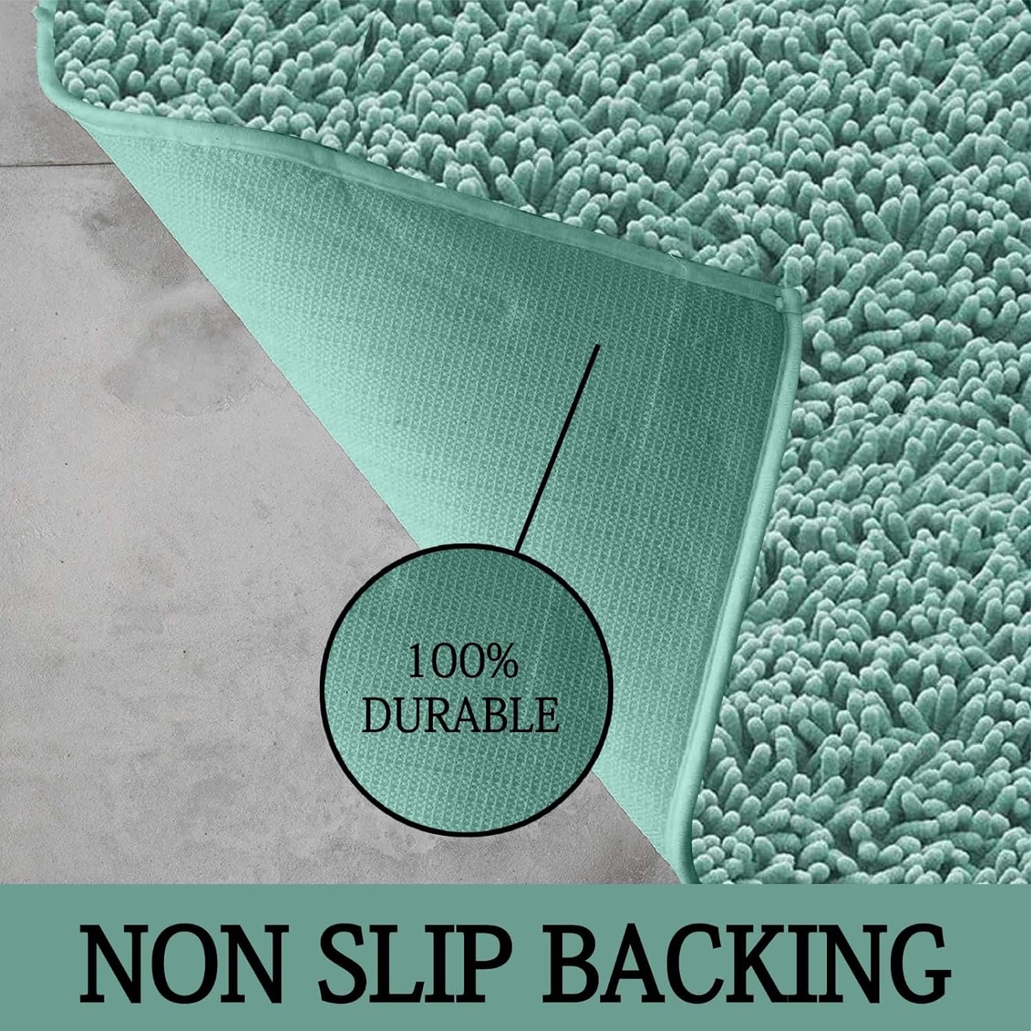 2 Piece Loop Bath Mats for Bathroom - Non Slip Chenille Bath Mat Set Rugs, Extra Soft with Water Absorbent Pedestal Bathmat Shower Toilet Mat