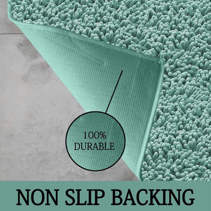 2 Piece Loop Bath Mats for Bathroom - Non Slip Chenille Bath Mat Set Rugs, Extra Soft with Water Absorbent Pedestal Bathmat Shower Toilet Mat