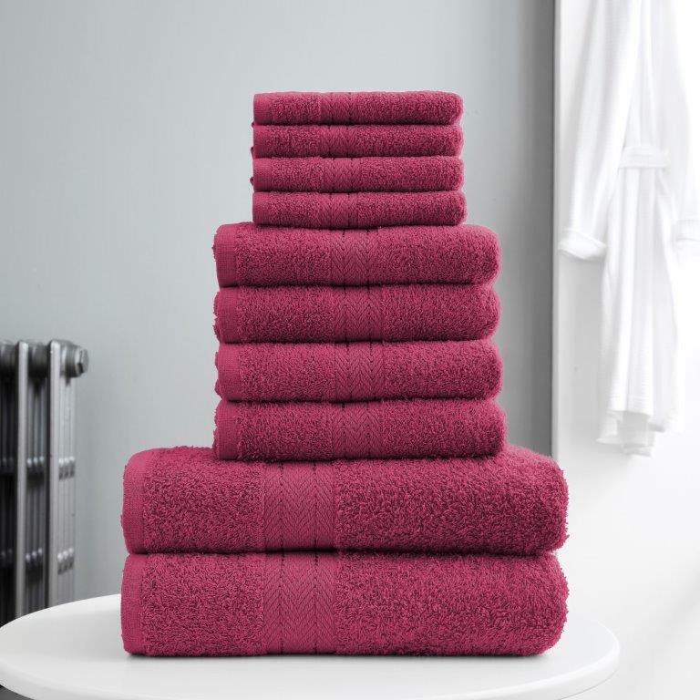 10-Piece Bale Set Bathroom Towels  4x Hand, 4x face Cloths, 2x Bath Towels 100% Cotton Quick Dry Soft Absorbent