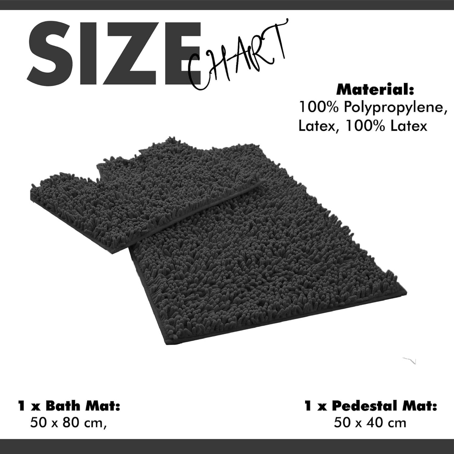 2 Piece Loop Bath Mats for Bathroom - Non Slip Chenille Bath Mat Set Rugs, Extra Soft with Water Absorbent Pedestal Bathmat Shower Toilet Mat