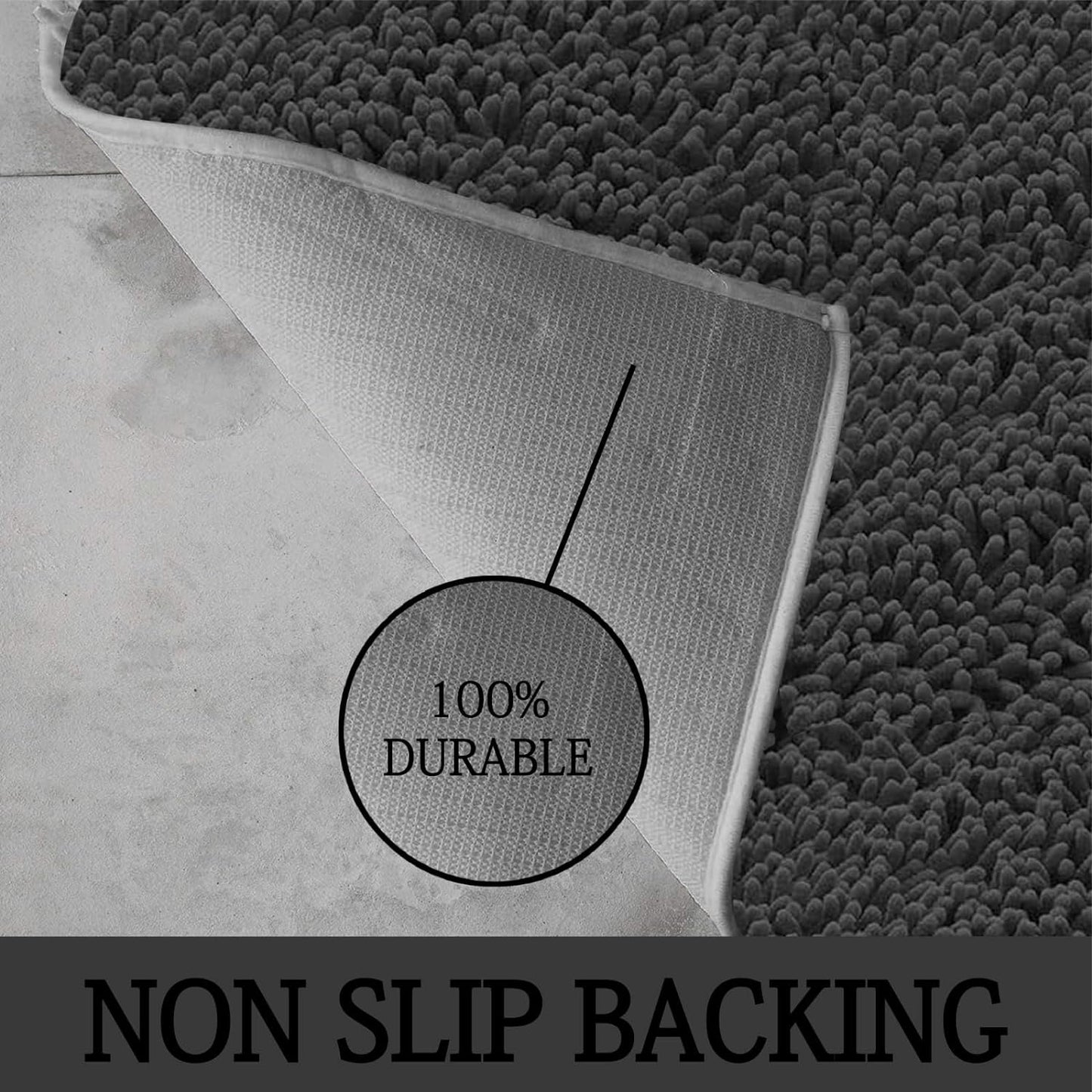 2 Piece Loop Bath Mats for Bathroom - Non Slip Chenille Bath Mat Set Rugs, Extra Soft with Water Absorbent Pedestal Bathmat Shower Toilet Mat