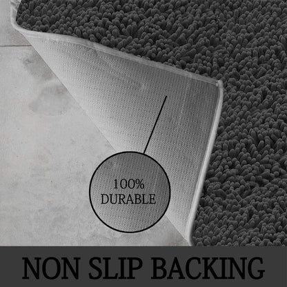 2 Piece Loop Bath Mats for Bathroom - Non Slip Chenille Bath Mat Set Rugs, Extra Soft with Water Absorbent Pedestal Bathmat Shower Toilet Mat