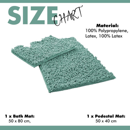 2 Piece Loop Bath Mats for Bathroom - Non Slip Chenille Bath Mat Set Rugs, Extra Soft with Water Absorbent Pedestal Bathmat Shower Toilet Mat