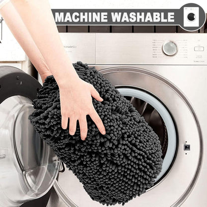 2 Piece Loop Bath Mats for Bathroom - Non Slip Chenille Bath Mat Set Rugs, Extra Soft with Water Absorbent Pedestal Bathmat Shower Toilet Mat