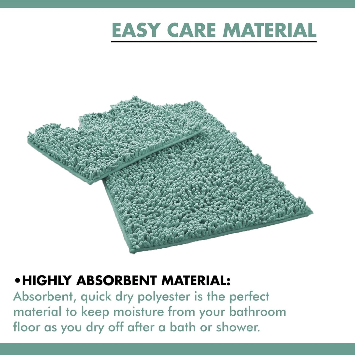 2 Piece Loop Bath Mats for Bathroom - Non Slip Chenille Bath Mat Set Rugs, Extra Soft with Water Absorbent Pedestal Bathmat Shower Toilet Mat