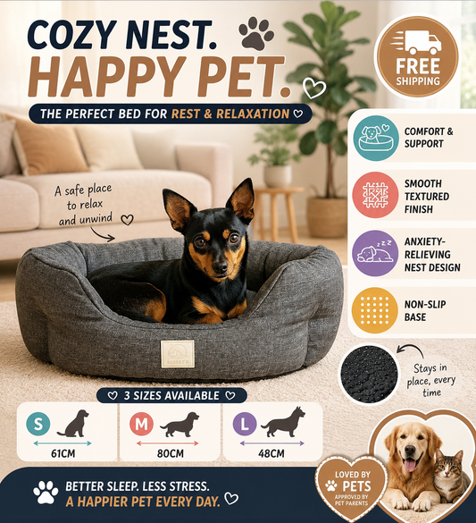 Calming Dog Bed Anti-Anxiety Donut Cat Puppy Bed Fluffy Washable Non-Slip S M L