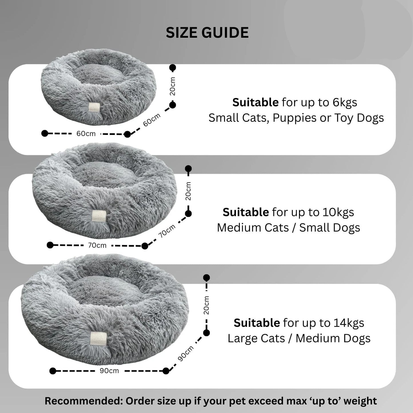 Anti-Anxiety Dog Bed Calming Plush Donut Cat Pet Bed Washable Non-Slip 60cm