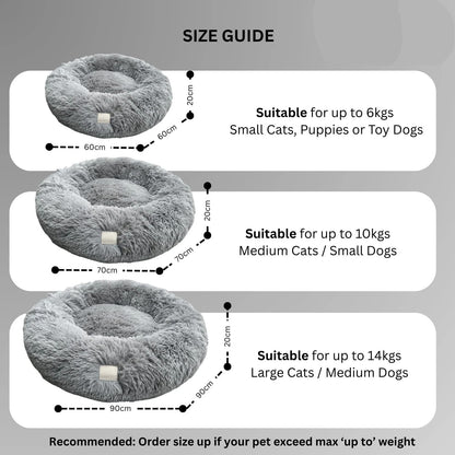 Anti-Anxiety Dog Bed Calming Plush Donut Cat Pet Bed Washable Non-Slip 60cm