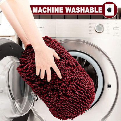 2 Piece Loop Bath Mats for Bathroom - Non Slip Chenille Bath Mat Set Rugs, Extra Soft with Water Absorbent Pedestal Bathmat Shower Toilet Mat