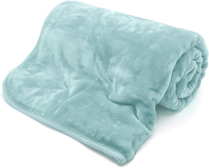 Cosy Faux Fur Mink Throw Blankets Silver Grey Travel Size - Super Soft Fluffy Warm Solid Bed Throws for Sofas Blanket 150x200cm Flannel Fleece
