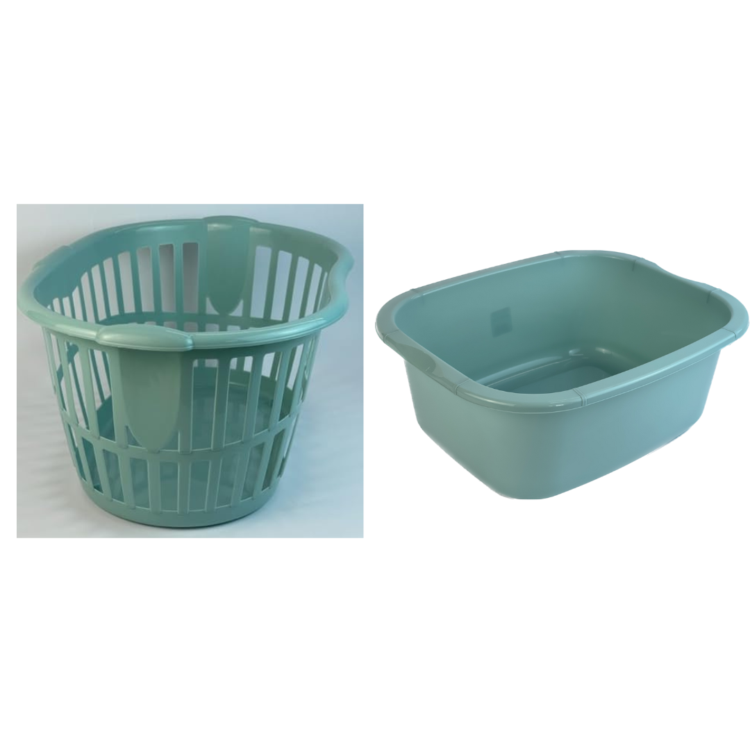 34L Hipster Laundry Basket Plastic Clothes Storage Bin Hamper & 11L Wash up Bowl