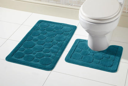 Cali Bubbles 2 Piece Bath Mat & Pedestal Set Non Slip Soft Absorbent Toilet Bathroom Mats Sets