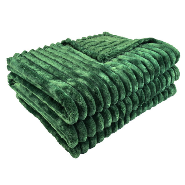 Ribbed Throws Fleece Blanket Chunky Cord Faux Fur Large Size Sofa Bed Corded