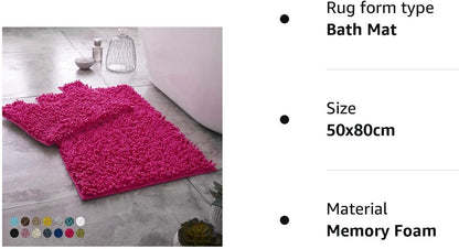 2 Piece Loop Bath Mats for Bathroom - Non Slip Chenille Bath Mat Set Rugs, Extra Soft with Water Absorbent Pedestal Bathmat Shower Toilet Mat
