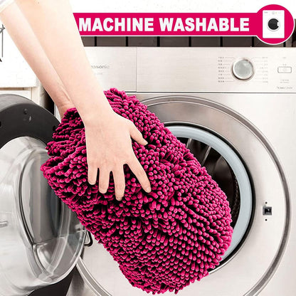 2 Piece Loop Bath Mats for Bathroom - Non Slip Chenille Bath Mat Set Rugs, Extra Soft with Water Absorbent Pedestal Bathmat Shower Toilet Mat