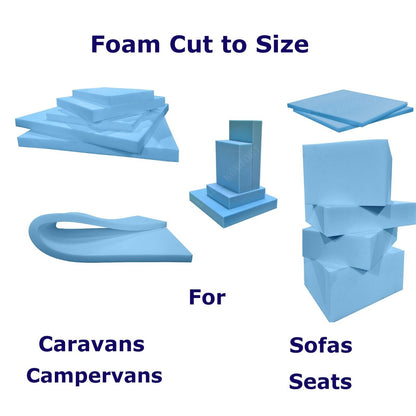 Blue High Density Firm Upholstery Foam Cut to Size Replacement Cushion Pad