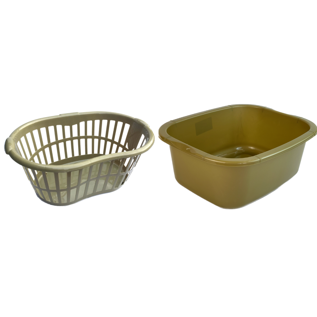 34L Hipster Laundry Basket Plastic Clothes Storage Bin Hamper & 11L Wash up Bowl