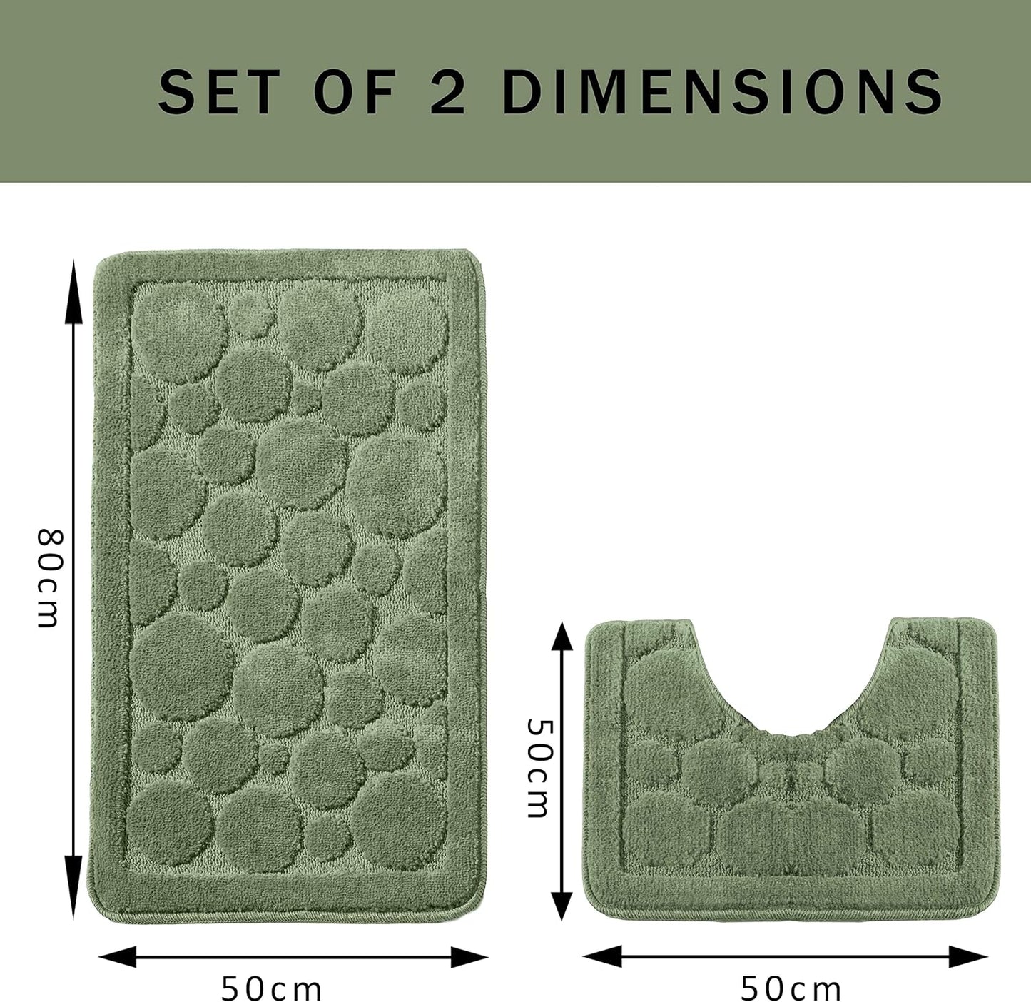 Cali Bubbles 2 Piece Bath Mat & Pedestal Set Non Slip Soft Absorbent Toilet Bathroom Mats Sets