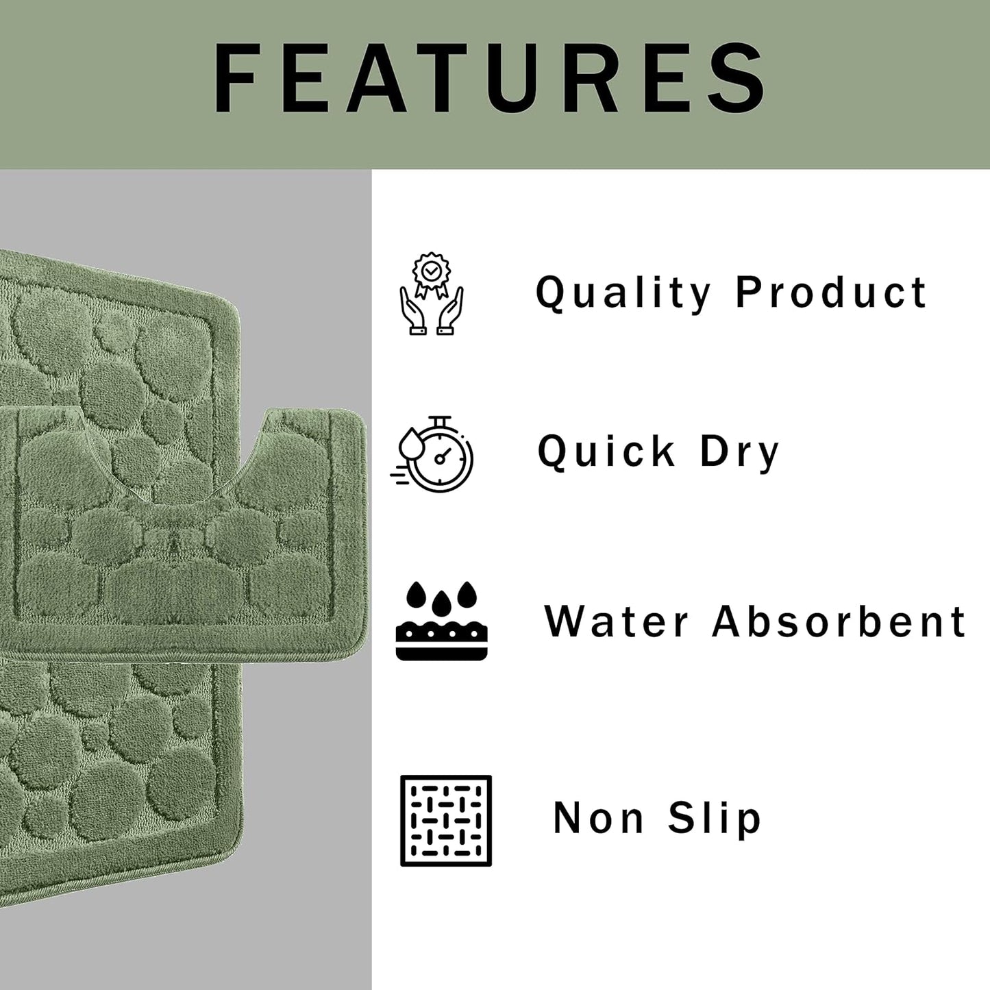 Cali Bubbles 2 Piece Bath Mat & Pedestal Set Non Slip Soft Absorbent Toilet Bathroom Mats Sets