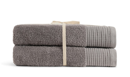 Grey 100% Pure Organic Cotton Bath Towel gift ribboned 630 GSM