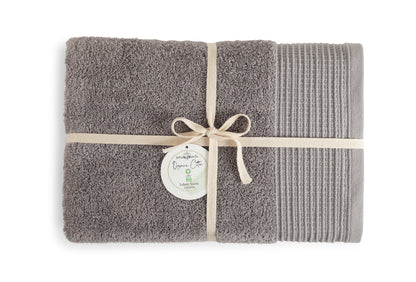 Grey 100% Pure Organic Cotton Bath Towel pack of 2 630 GSM