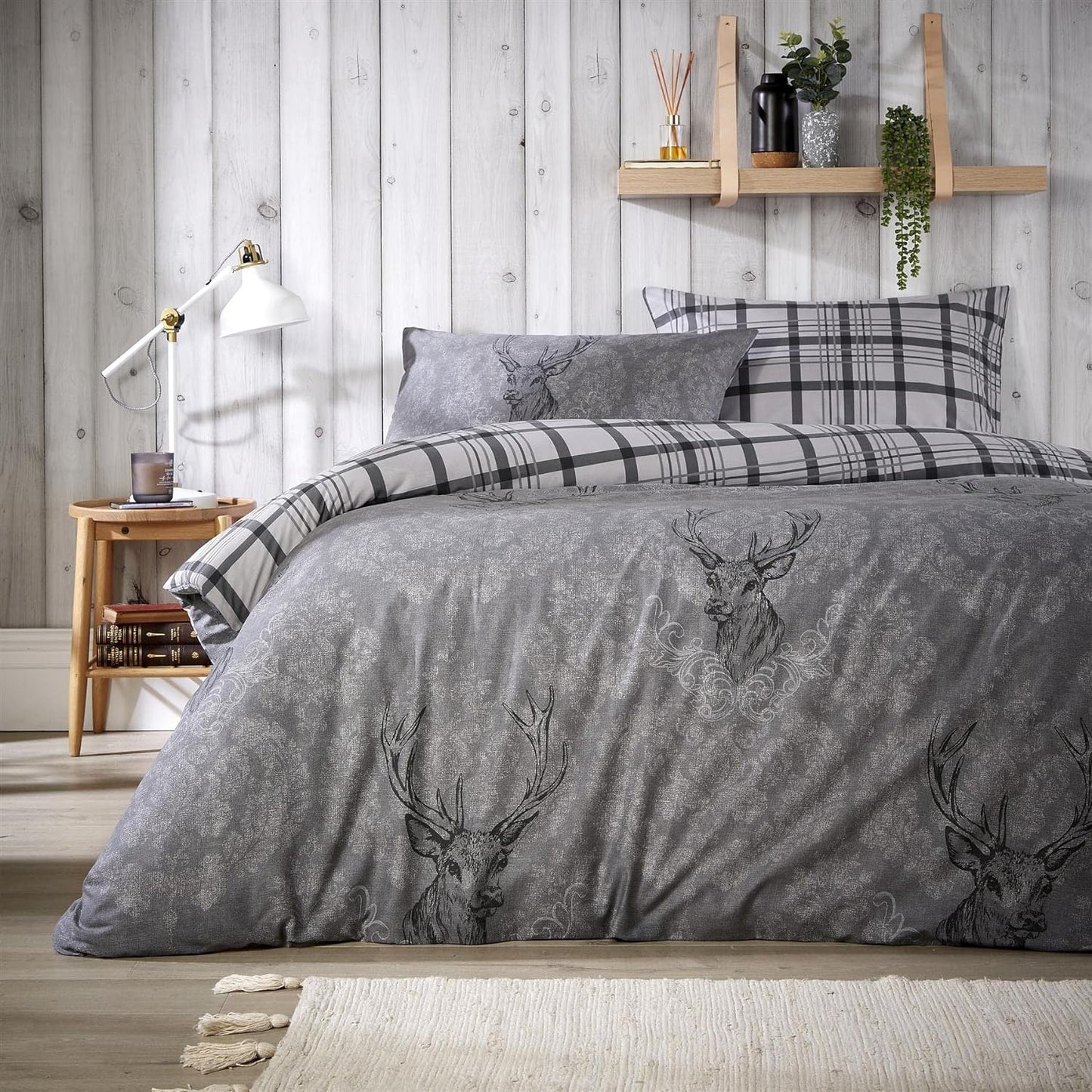 Highland Stag Reversible Duvet Cover Quilt Bedding 3 Pcs Set With Matching Pillowcase Polycotton