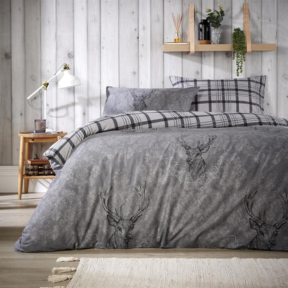 Highland Stag Reversible Duvet Cover Quilt Bedding 3 Pcs Set With Matching Pillowcase Polycotton