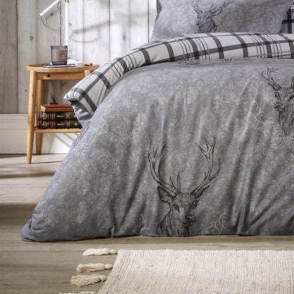 Highland Stag Reversible Duvet Cover Quilt Bedding 3 Pcs Set With Matching Pillowcase Polycotton