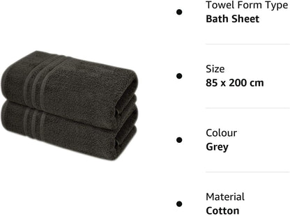 Pack of 2 Extra Large Jumbo Bath Sheets - Beach Towels 100% Cotton  Huge Size (85 x 200 cm)