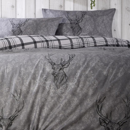 Highland Stag Reversible Duvet Cover Quilt Bedding 3 Pcs Set With Matching Pillowcase Polycotton