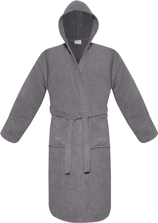 Mens Womens Hooded Bathrobe 100% Soft Cotton Terry Towelling Dressing Gown House Coat