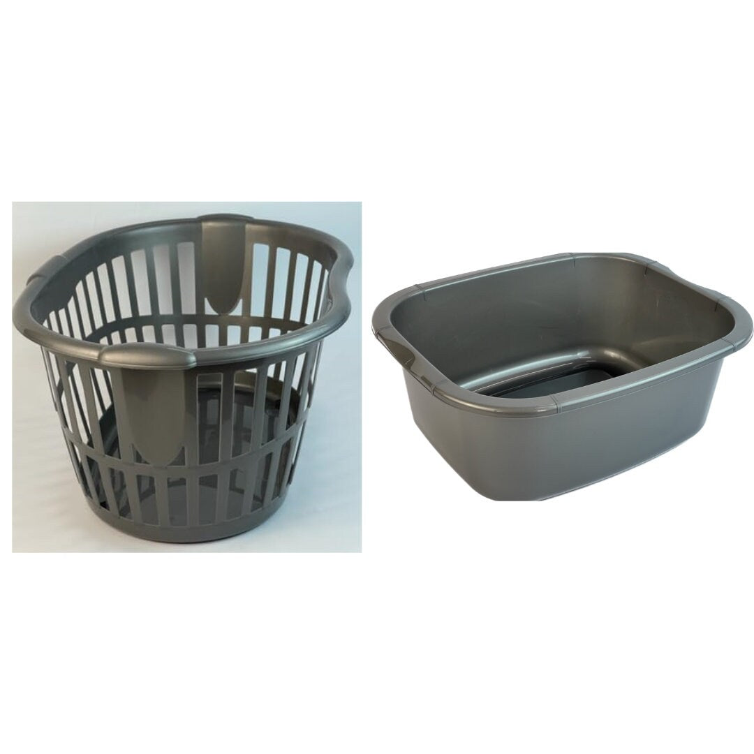 34L Hipster Laundry Basket Plastic Clothes Storage Bin Hamper & 11L Wash up Bowl