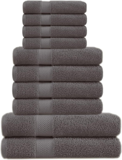 10-Piece Bale Set Bathroom Towels  4x Hand, 4x face Cloths, 2x Bath Towels 100% Cotton Quick Dry Soft Absorbent