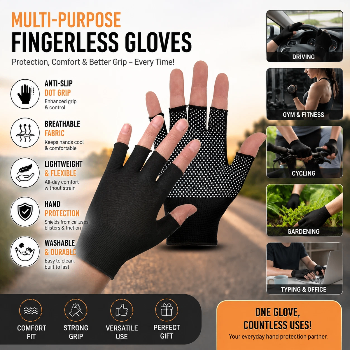 Knitted half finger winter gloves keeping hands warm with fingertips free