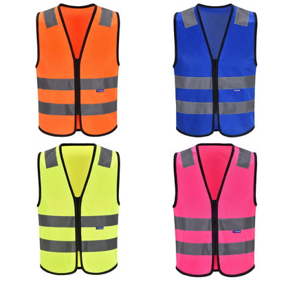 Zipped High Visibility Hi Viz Vest Waistcoat high vis Safety hi vis vest For Men's and Women's Lightweight and Comfortable Safety Vests, Standard Size Reflective Safety Vest(XXS-XXL)