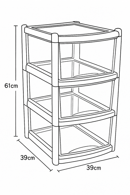 Plastic 3 Tier Drawer Tower Unit Chest Drawer School Office Home Storage