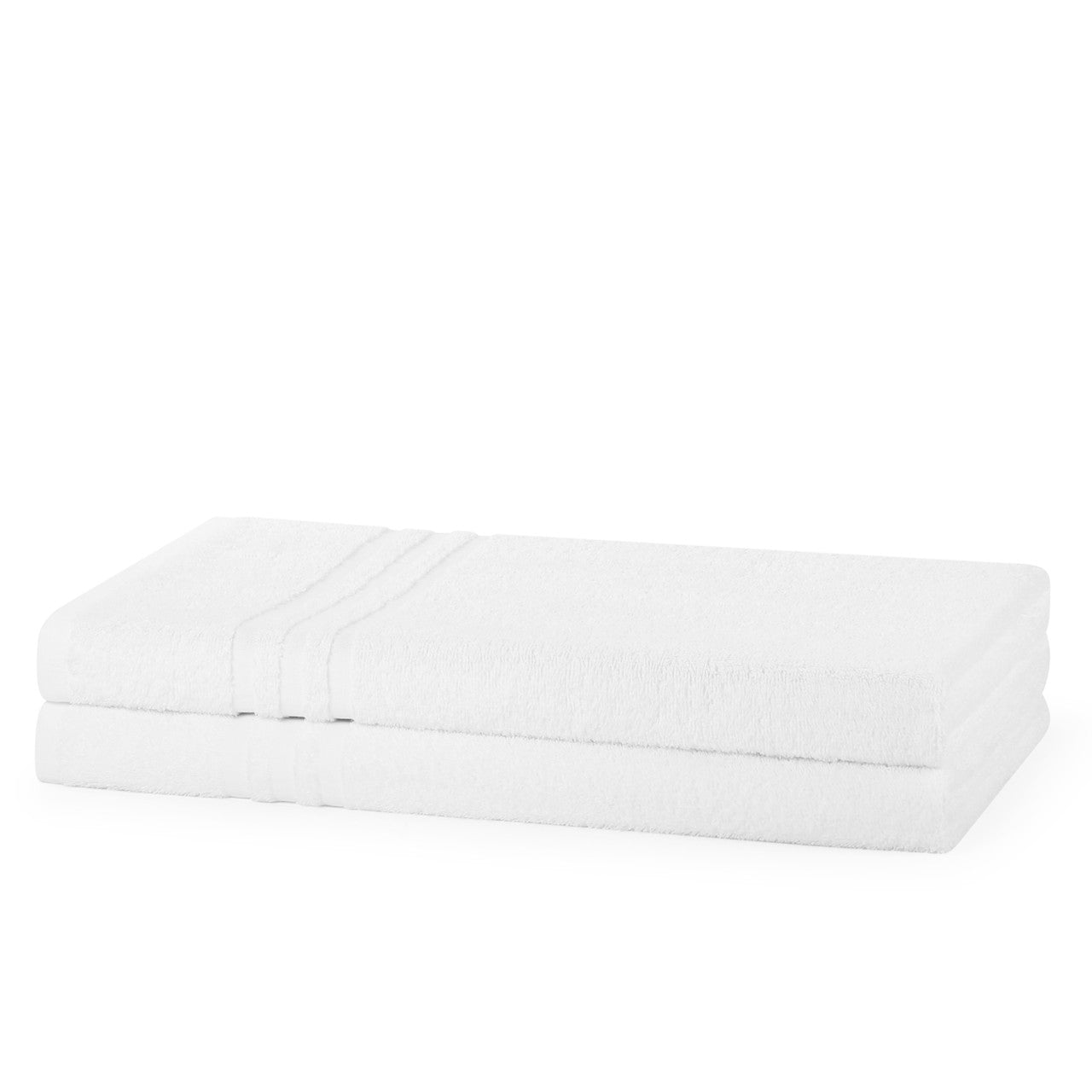 White 400 GSM 100% cotton ring spun hotel bath sheet measuring 90 by 145 centimetres, sold in a pack of 2, soft and highly absorbent