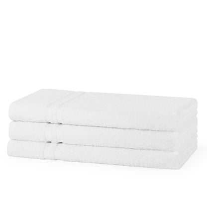 White 400 GSM 100% cotton ring spun hotel bath towel measuring 70 by 120 centimetres, sold in a pack of 2, soft and highly absorbent