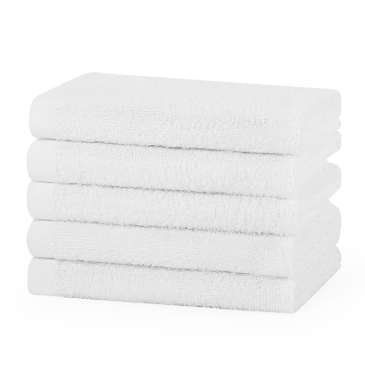 White 400 GSM 100% cotton ring spun hotel face cloth measuring 30 by 30 centimetres, sold in a pack of 6, soft and highly absorbent