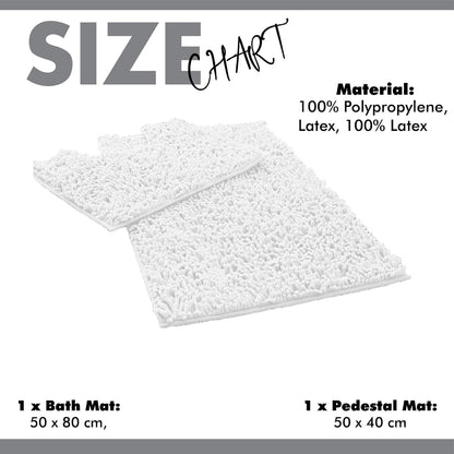 2 Piece Loop Bath Mats for Bathroom - Non Slip Chenille Bath Mat Set Rugs, Extra Soft with Water Absorbent Pedestal Bathmat Shower Toilet Mat