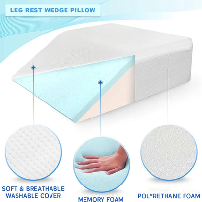 Knee Leg Bed Wedge Pillow for Leg, Hip &amp; Knee Pain – Orthopaedic Sleep Support Cushion Back Pain Relief