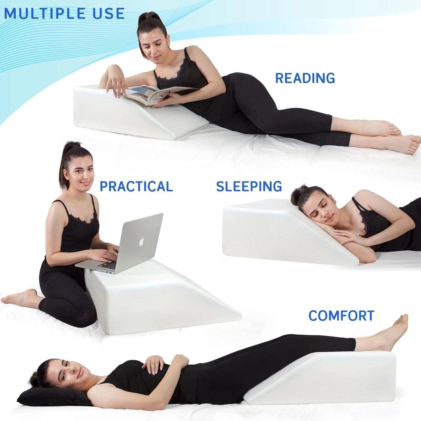 Knee Leg Bed Wedge Pillow for Leg, Hip &amp; Knee Pain – Orthopaedic Sleep Support Cushion Back Pain Relief