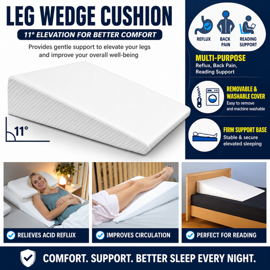 Bed Wedge Pillow Acid Reflux 11 Degree Memory Foam – Pain Relief Reading Support